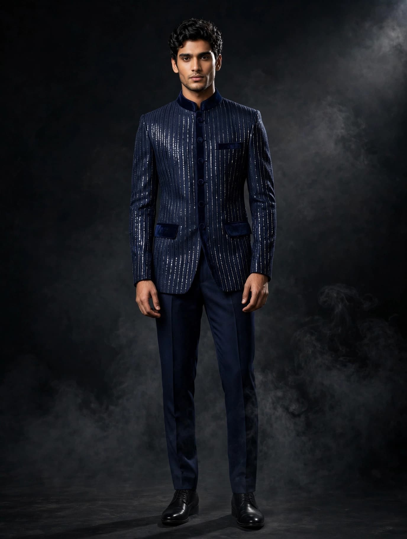 Navy Sequin Bandhgala